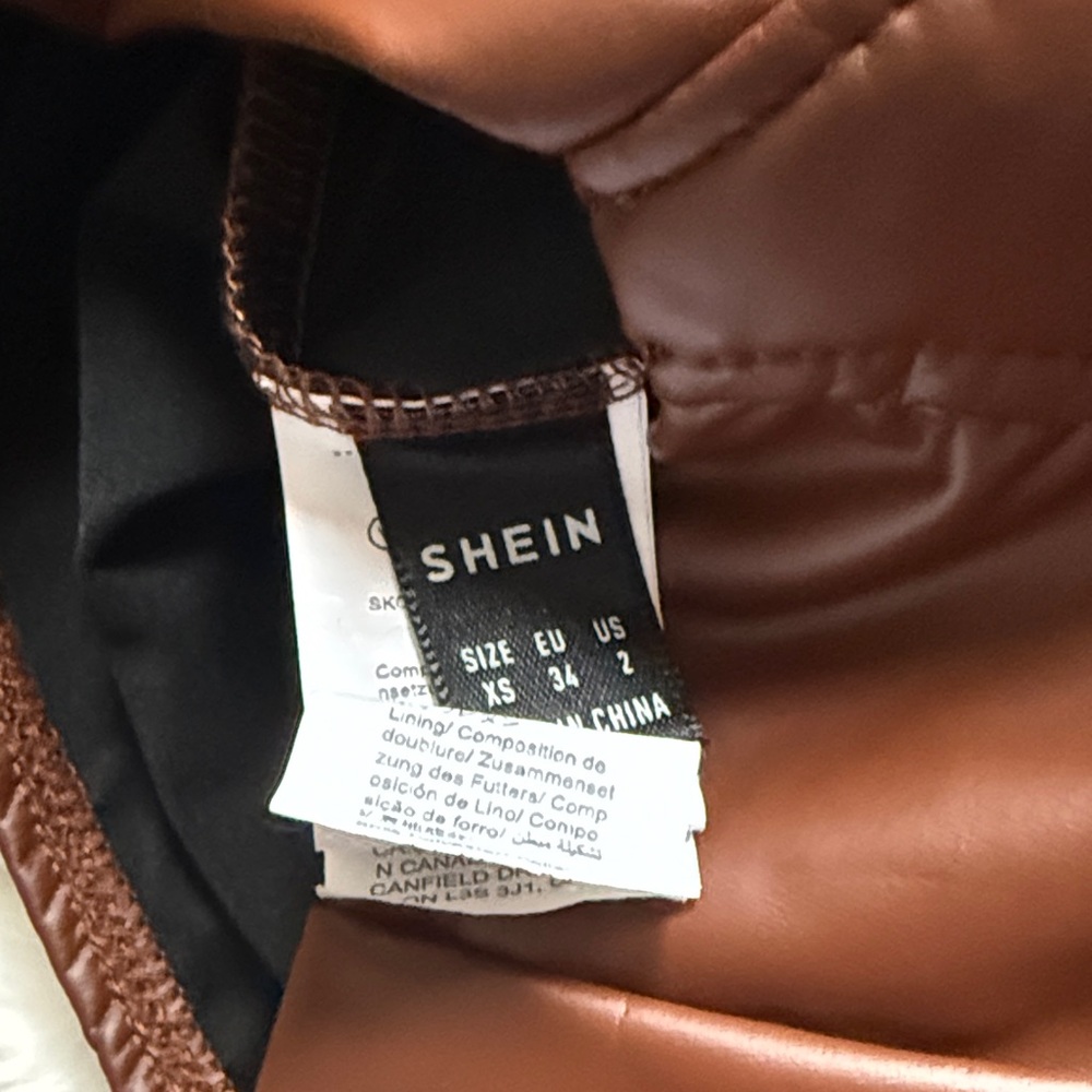 SHEIN Brown Faux Leather Bodysuit - Picture 2 of 3